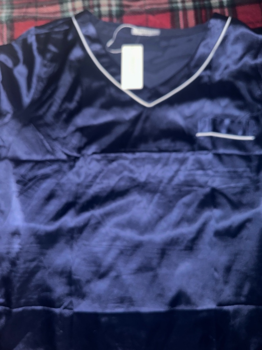 Silky Navy V-Neck Pajama 2 piece - New